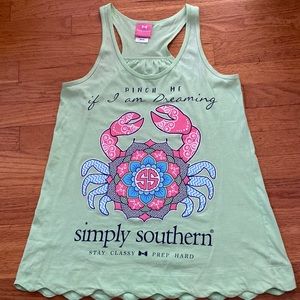 Womens green simply southern tank top
